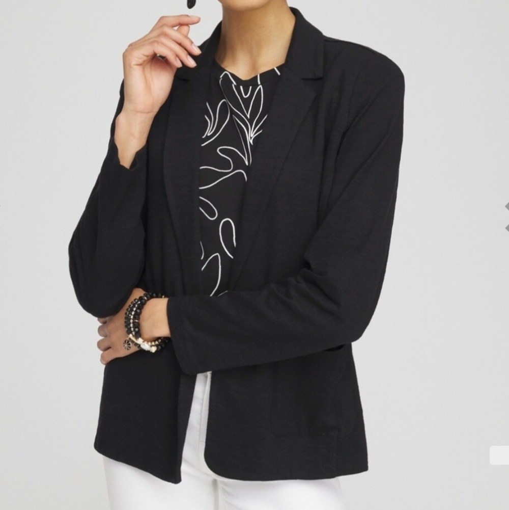 Talbots Womens Blazer Jacket Front 3 Button Long Sleeve Pockets Black Size 16 P